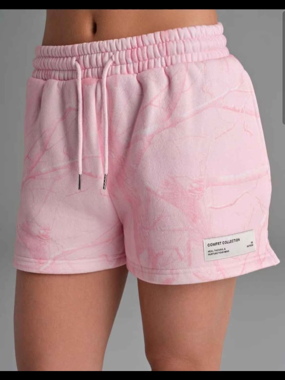 Pink Marble Athletic Shorts with Drawstring Waist